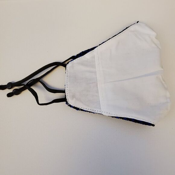 SALE Designer Blue Sequin Face mask - Picture 2 of 2